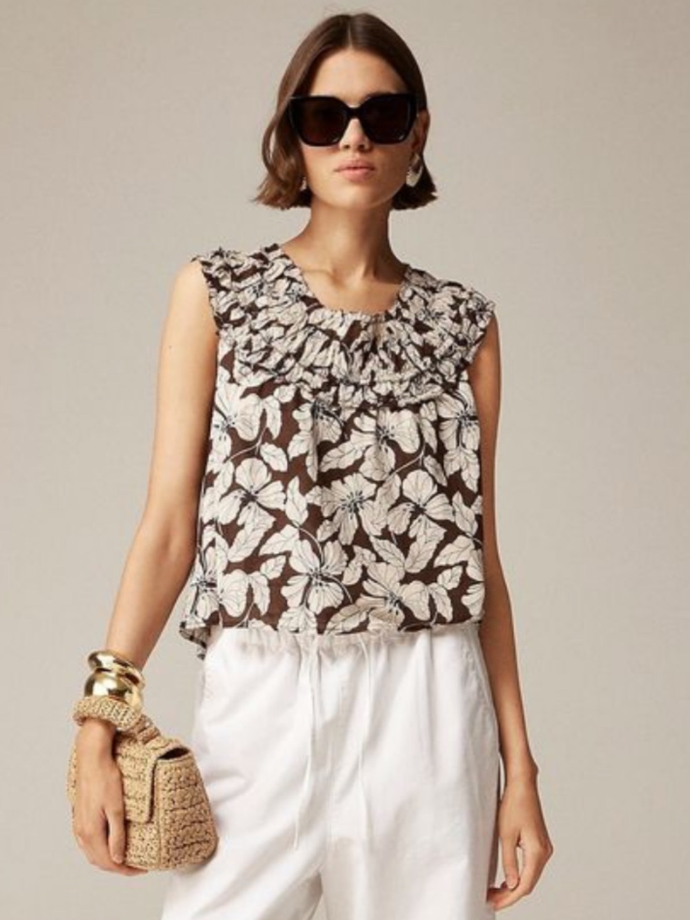 J.Crew Rosalie Brown Floral Blouse L